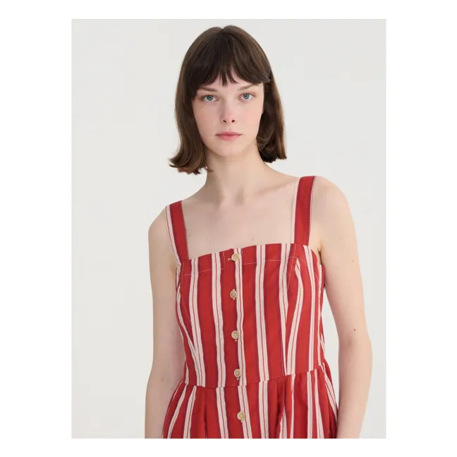 Robe Rayures Evasée Coton Bio | Brique