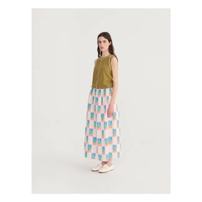 Cotton Flared Pear Skirt | Cream