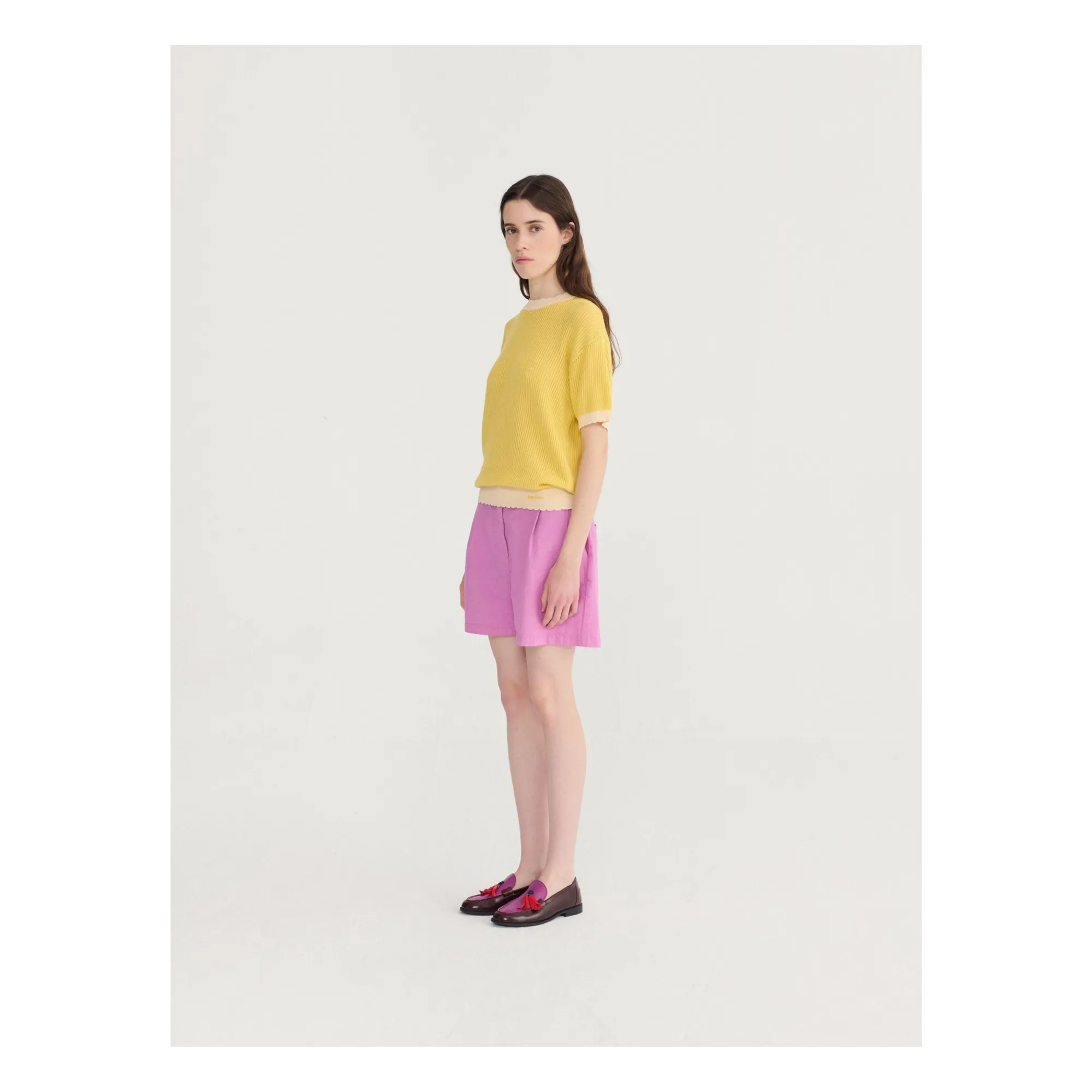 Short Plissé Seersuker Coton | Violet- Image produit n°7
