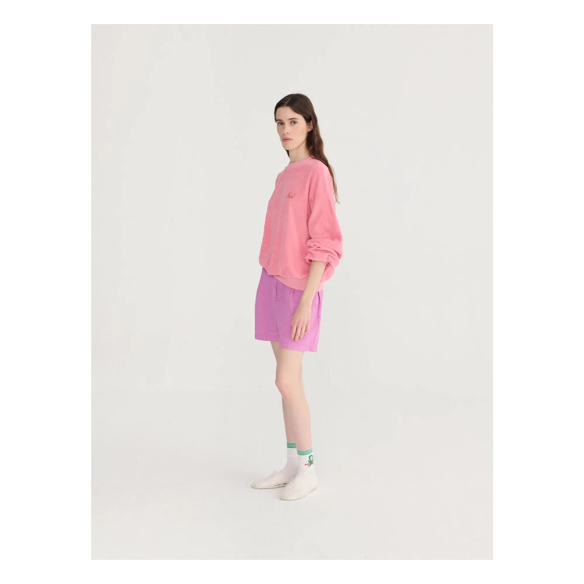 Short Plissé Seersuker Coton | Violet- Image produit n°9