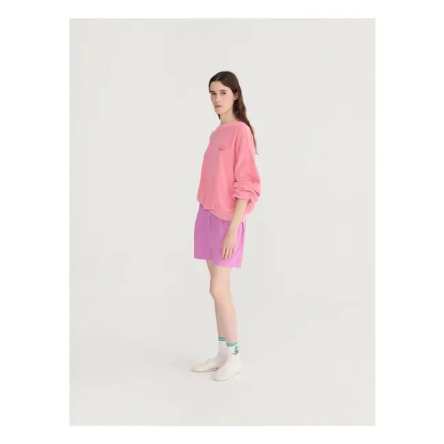 Cotton Seersuker Pleated Shorts | Purple