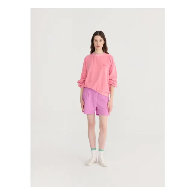 Cotton Seersuker Pleated Shorts | Purple