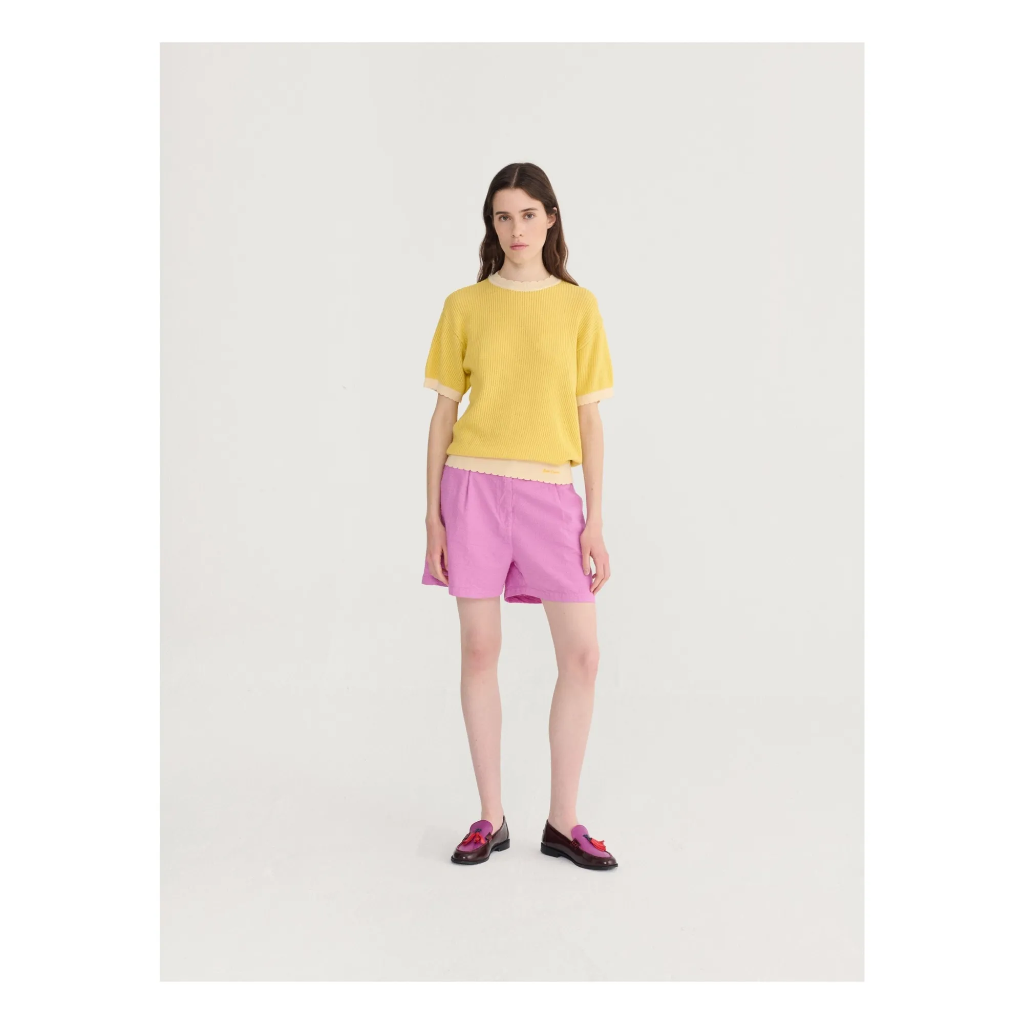 Short Plissé Seersuker Coton | Violet- Image produit n°6