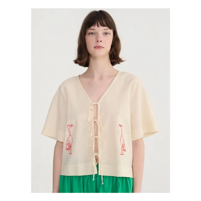 Organic cotton embroidered blouse | Cream