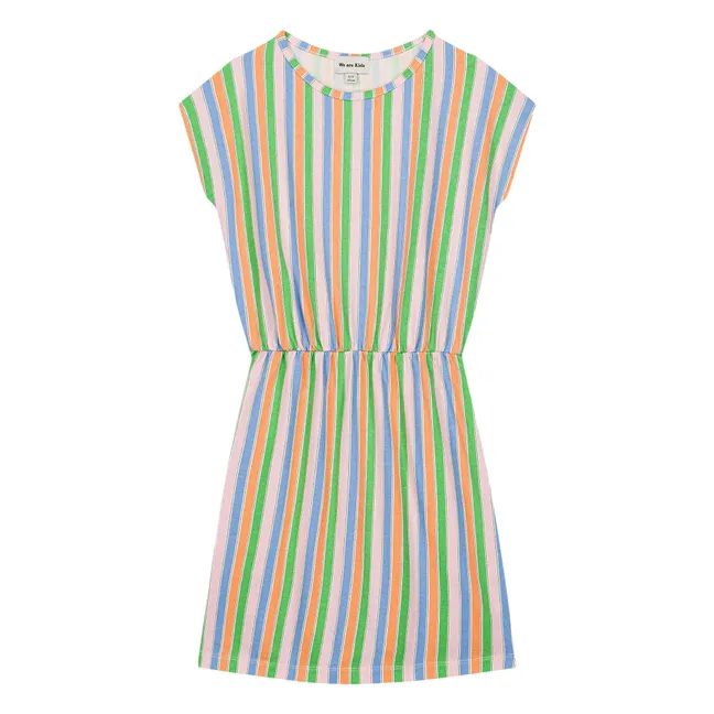 Robe Suzy Rayée Coton Bio | Rose pâle