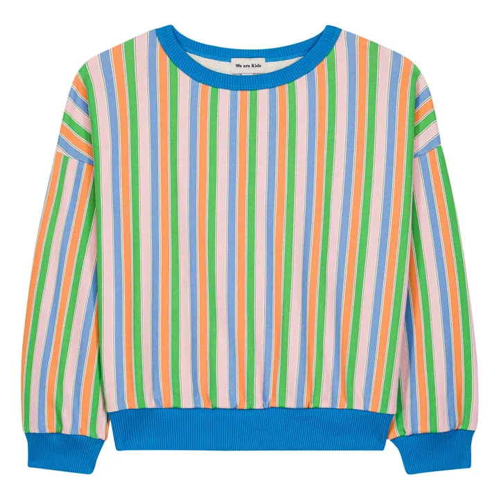 Sudadera de algodón orgánico a rayas Tony | Azul- Imagen del producto n°0
