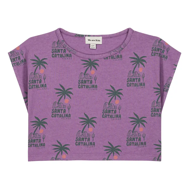 T-shirt Crop Jodie Palmiers Coton Bio | Violet
