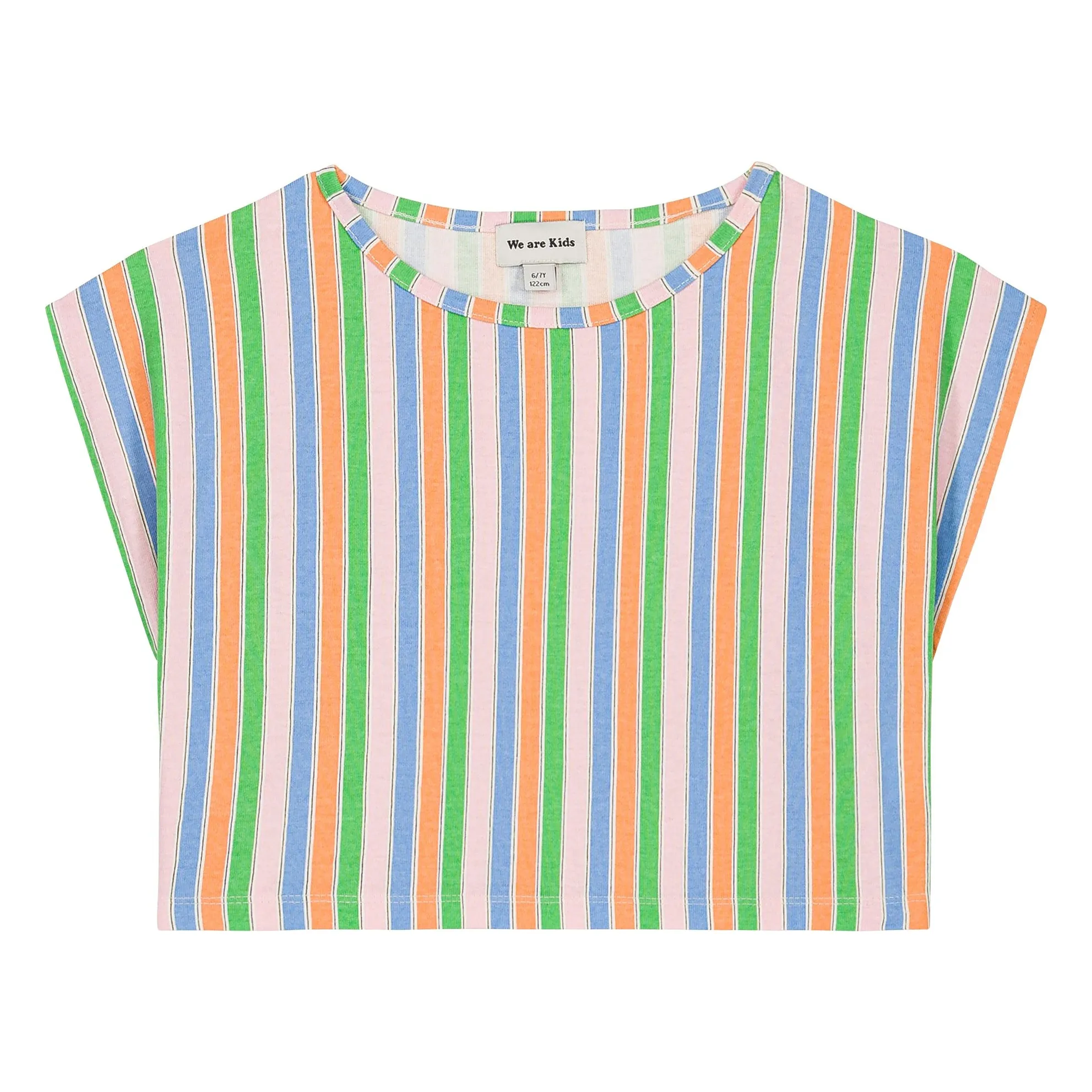 We Are Kids Pale Pink Jodie Striped Organic Cotton Crop T-Shirt