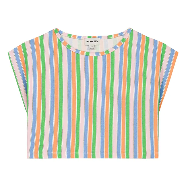 Jodie Striped Organic Cotton Crop T-shirt | Pale Pink