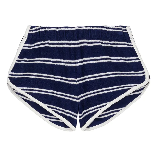 Short Juju Rayé Eponge Coton Bio | Bleu marine