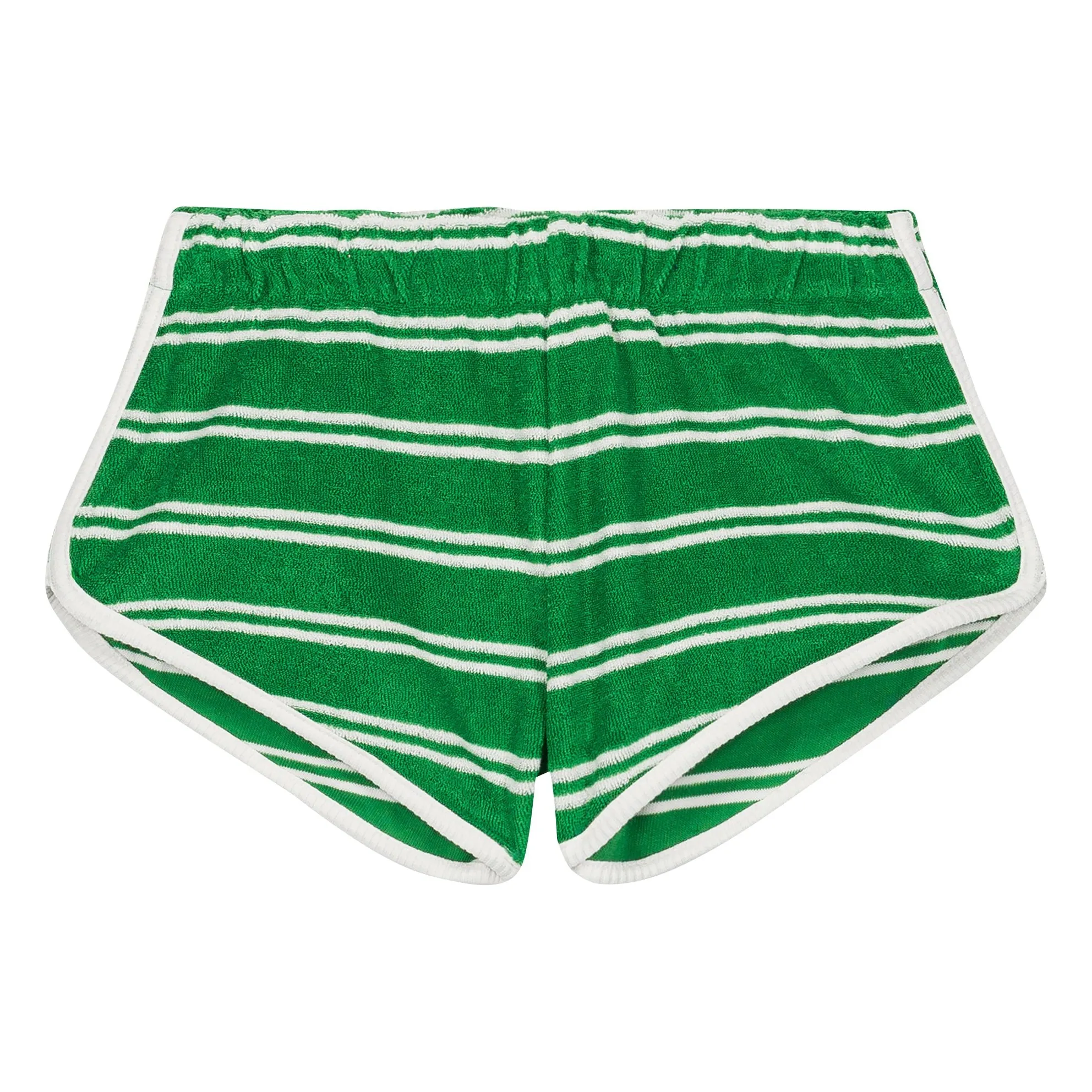 We Are Kids Green Juju Striped Organic Cotton Towelling Shorts