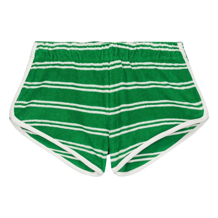 Pantalones cortos Juju de algodón orgánico a rayas | Verde- Imagen del producto n°0