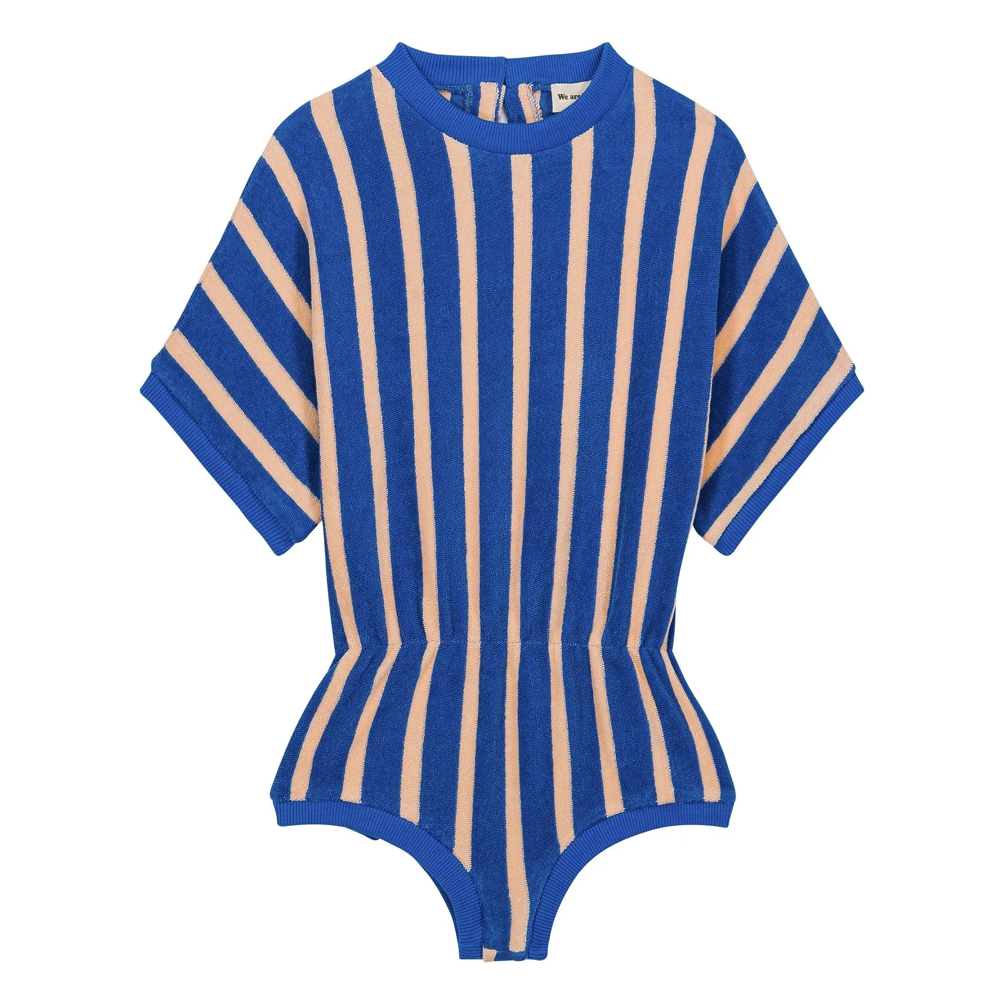 We Are Kids Blue Romy Striped Organic Cotton Terry Overalls