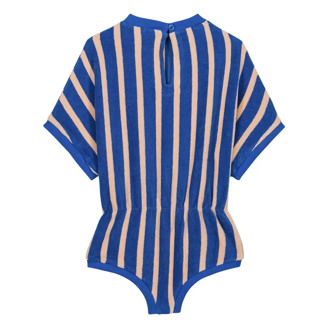 Combishort Romy Rayée Eponge Coton Bio | Bleu