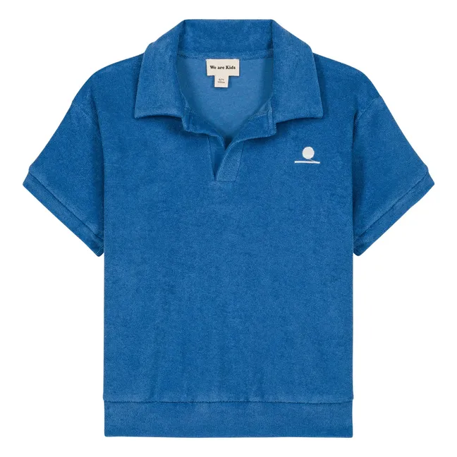 Leonard organic cotton terry polo shirt | Blue