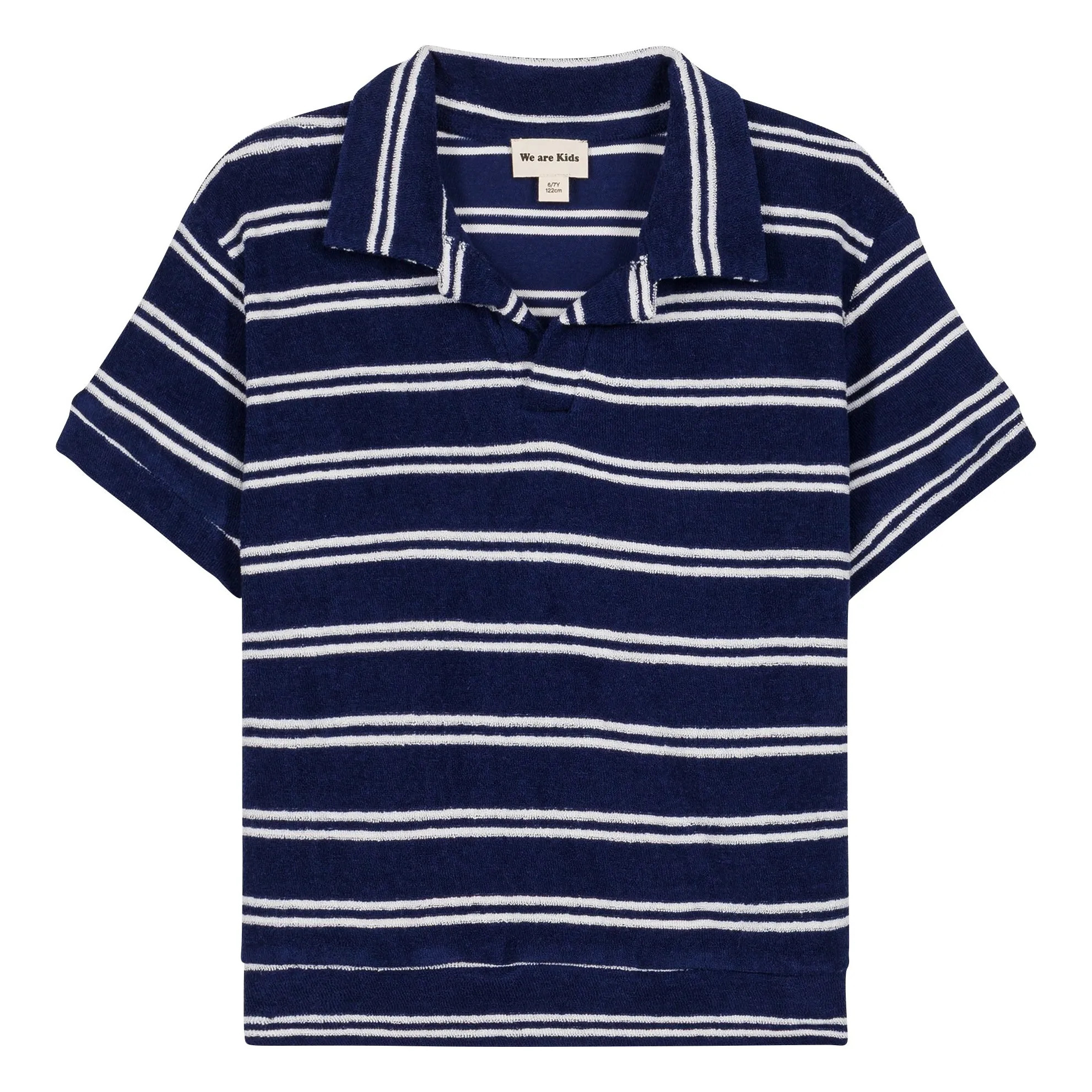 We Are Kids Navy Blue Leonard Striped Organic Cotton Polo Shirt