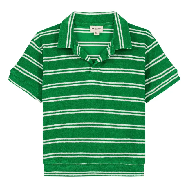 Polo Leonard Rayé Eponge Coton Bio | Vert