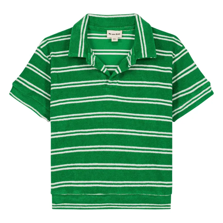Polo Leonard de rayas de algodón ecológico | Verde- Imagen del producto n°0