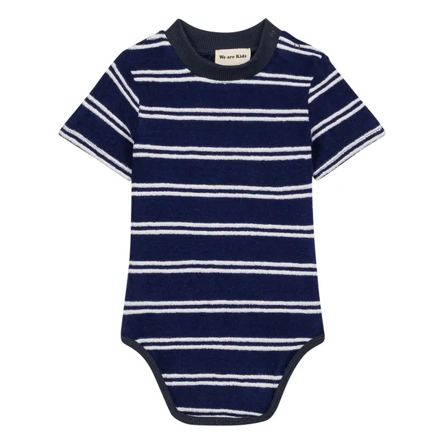 Body Tom Rayé Eponge Coton Bio | Bleu marine