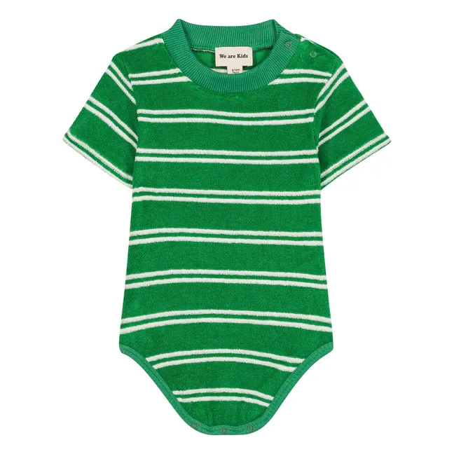 Body Tom Rayé Eponge Coton Bio | Vert