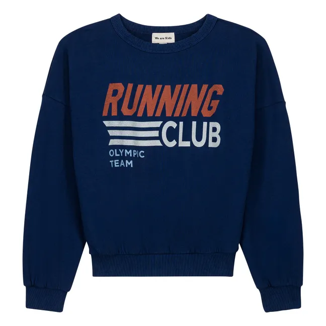 Sudadera de algodón orgánico Tony Running Club | Azul oscuro