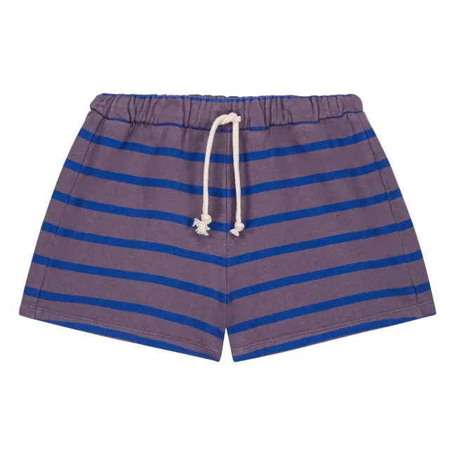 Marlow Striped Organic Cotton Shorts | Purple