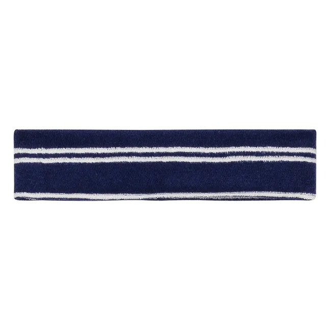 Bjorn Striped Headband Organic Cotton Towelling | Navy blue