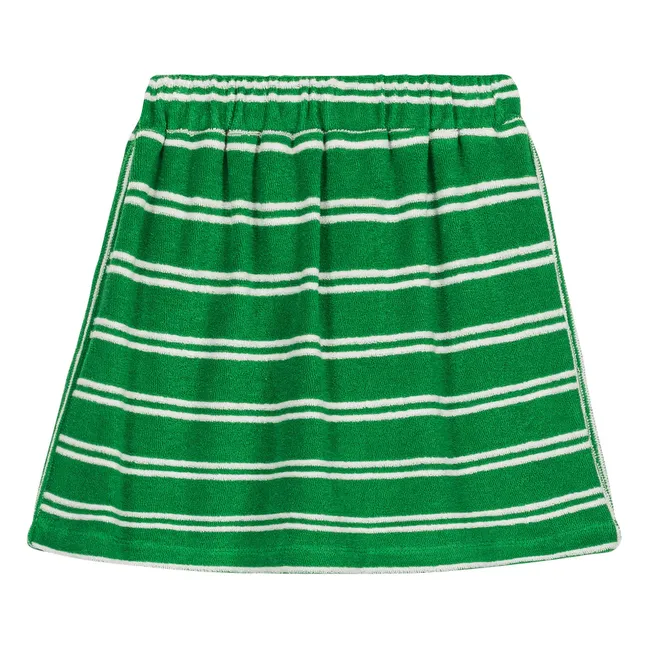 Falda Marta a rayas de rizo de algodón orgánico | Verde