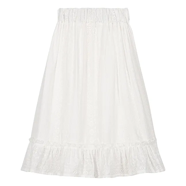 Jupe Brodée Harper Coton Bio | Blanc