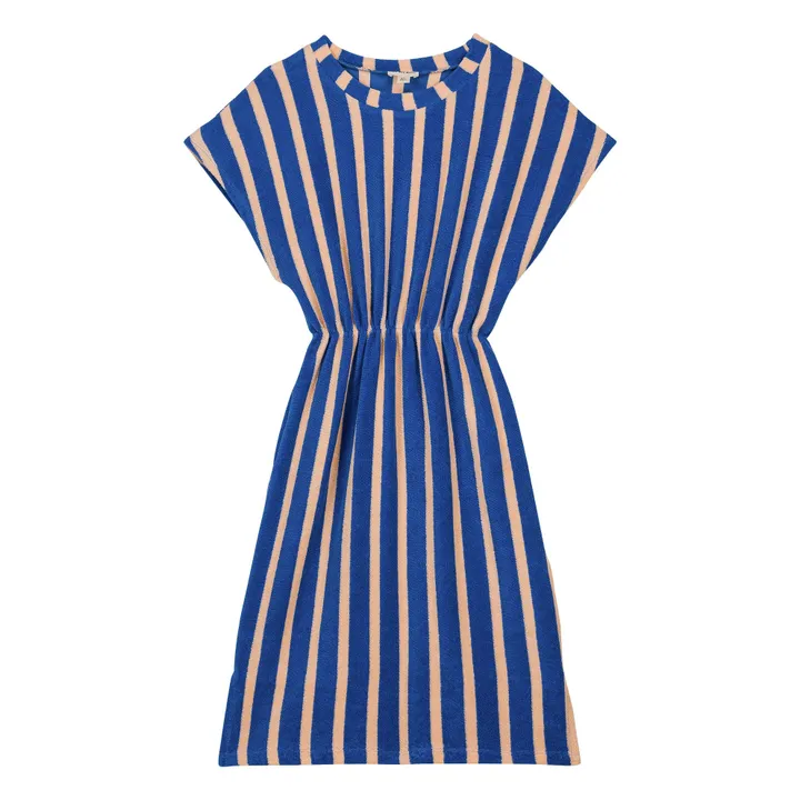 Vestido de rizo de algodón orgánico a rayas April | Azul- Imagen del producto n°0