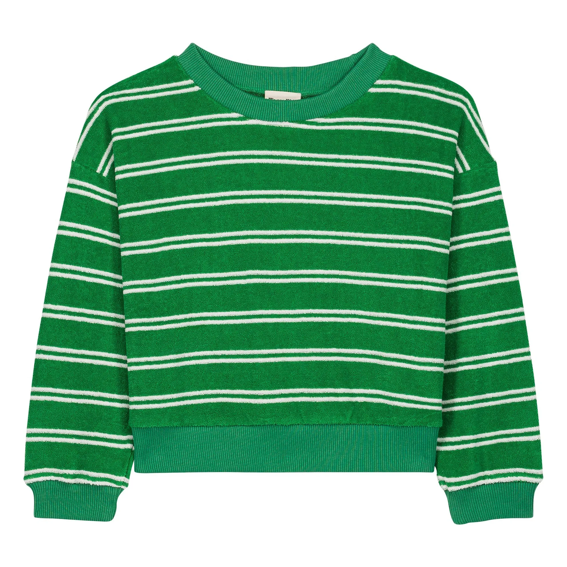We Are Kids Green Nat Striped Organic Cotton Terry Sweatshirt
