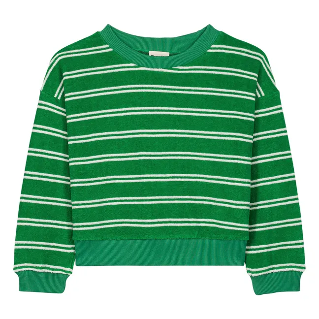 Sweat Nat Rayé Eponge Coton Bio | Vert