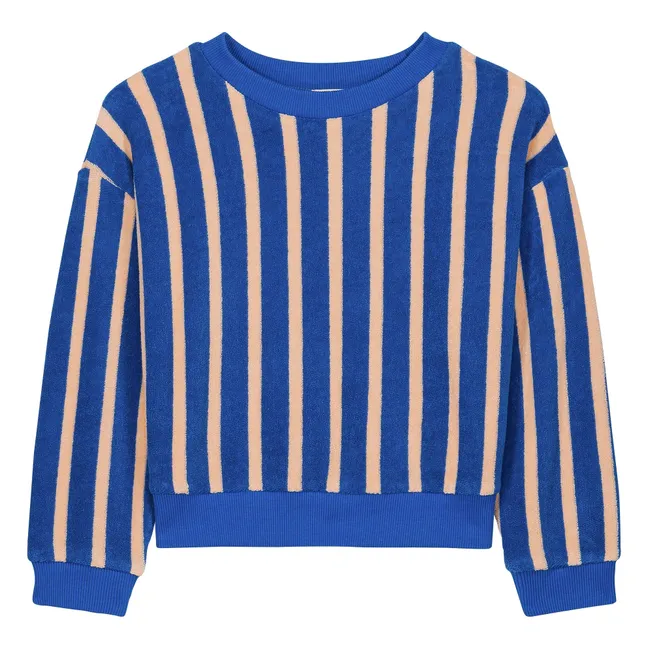 Sudadera de rizo de algodón orgánico a rayas Nat | Azul