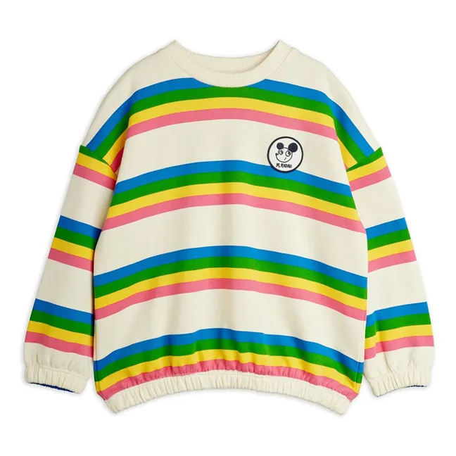 Organic cotton striped sweatshirt | Ecru