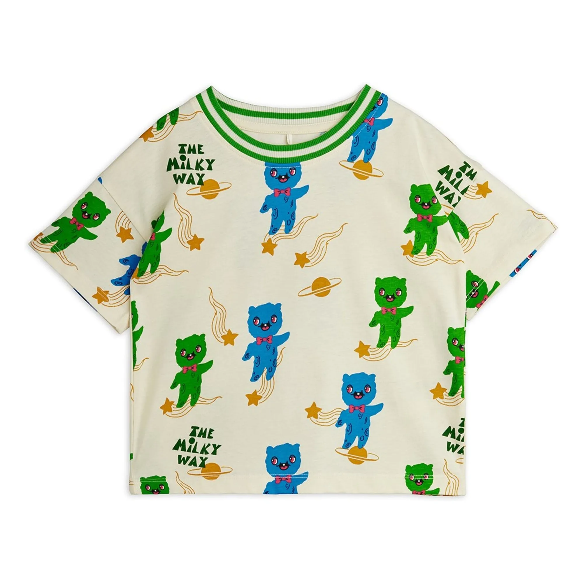 Mini Rodini Ecru Aliens Organic Cotton T-Shirt