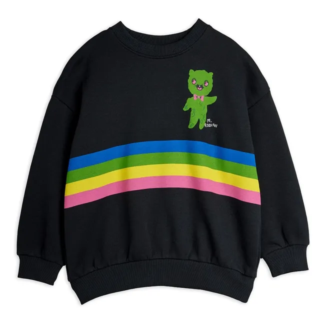 Sweat Alien Rayé Coton Bio | Noir