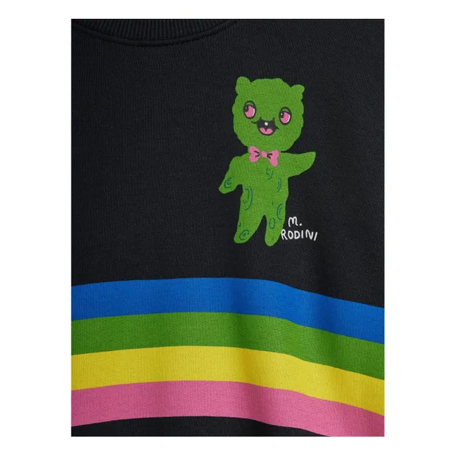 Felpa in cotone organico a righe Alien | Nero