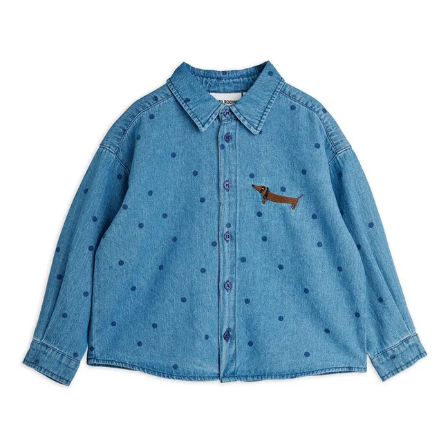 Camicia in denim con pois in cotone biologico | Blu