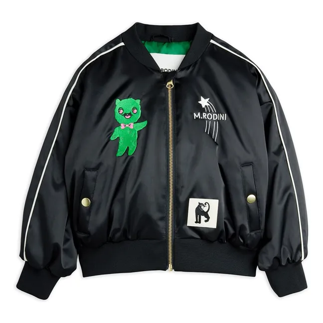 Veste Baseball Alien Satin Fibres Recyclées | Noir
