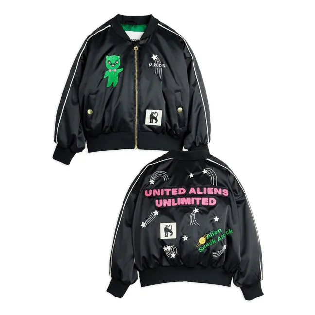 Giacca da baseball in fibra riciclata Alien Satin | Nero