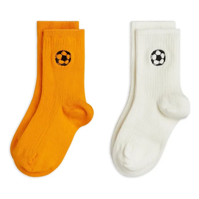 Lote de 2 pares de calcetines de fútbol de algodón ecológico | Naranja