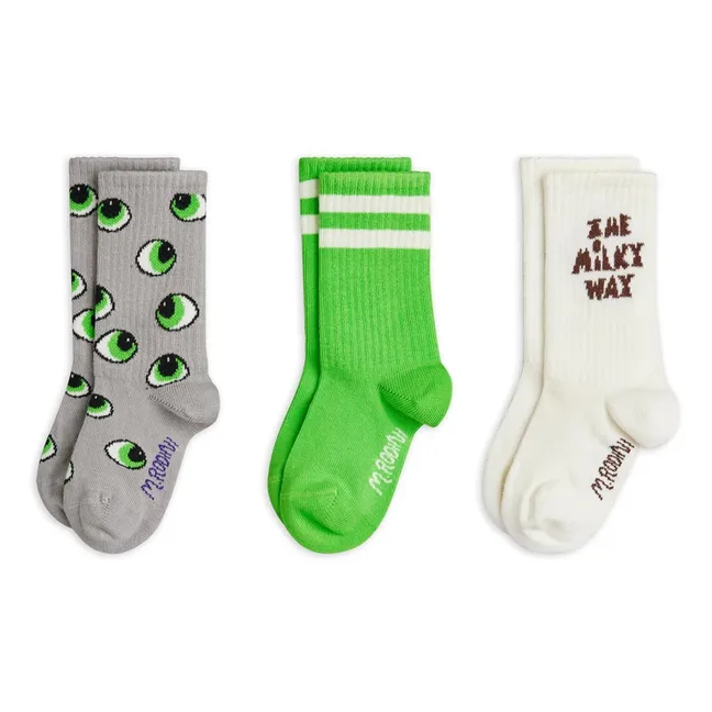 Pack of 3 Pairs of Organic Cotton Eye Socks | Green