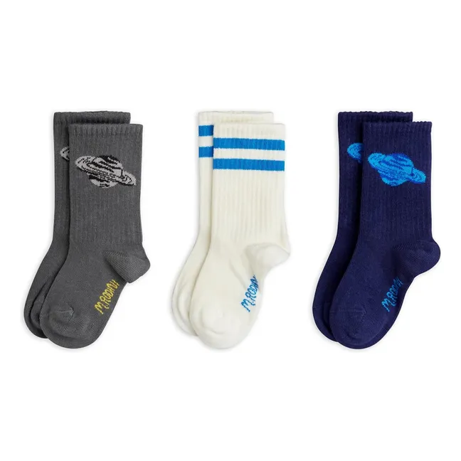 Lot de 3 Paires de Chaussettes Planètes Coton Bio | Gris