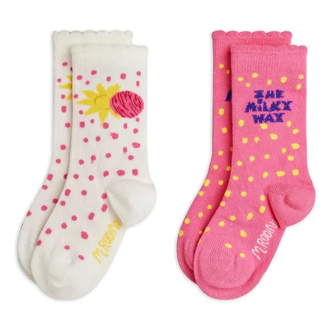 Lot de 2 Paires de Chaussettes The Milky Way Coton Bio | Rose