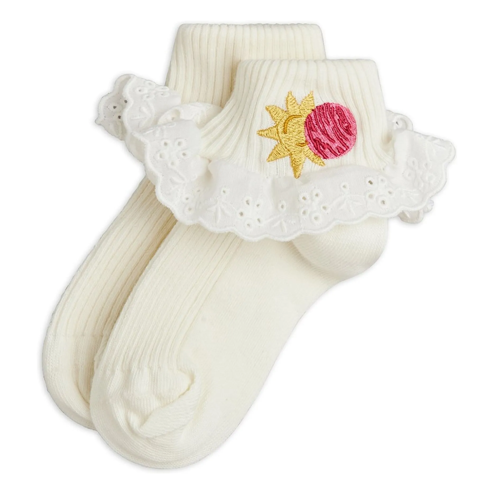Mini Rodini Ecru Organic Cotton Lace Socks