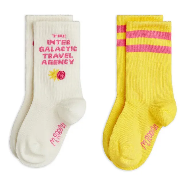 Lote de 2 pares de calcetines de algodón ecológico Intergalactic | Amarillo