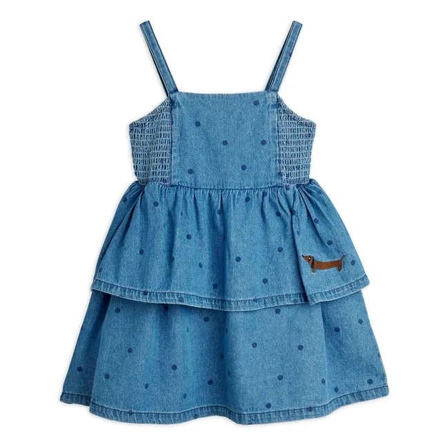 Abito in denim con pois in cotone biologico | Blu