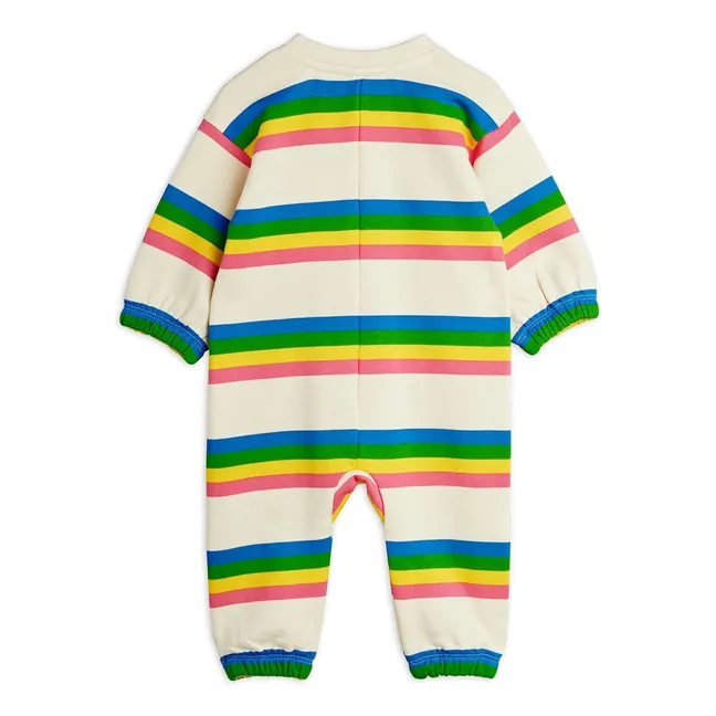 Organic cotton striped jumpsuit | Ecru