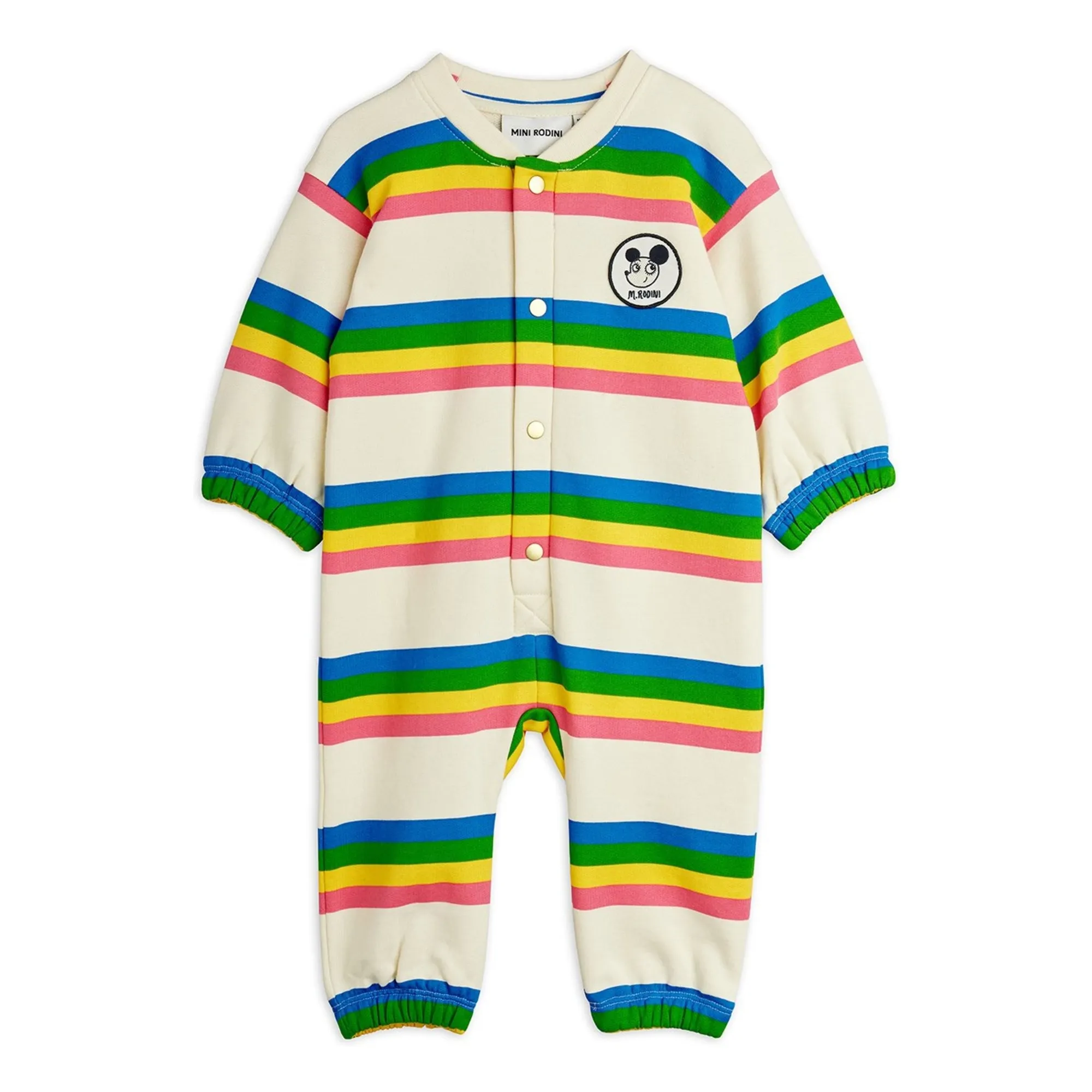 Mini Rodini Ecru Organic Cotton Striped Jumpsuit