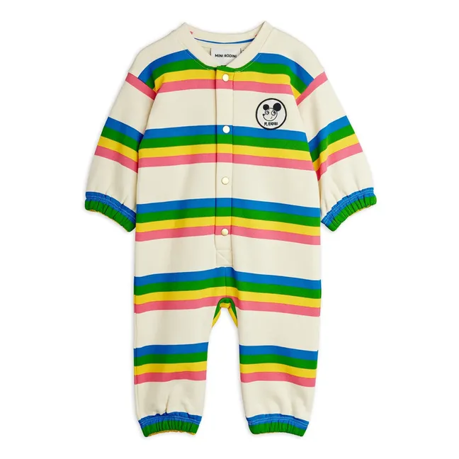 Organic cotton striped jumpsuit | Ecru